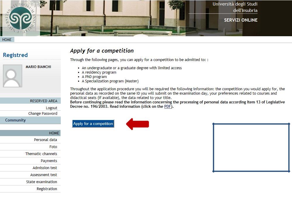 Click "Apply for a competition".