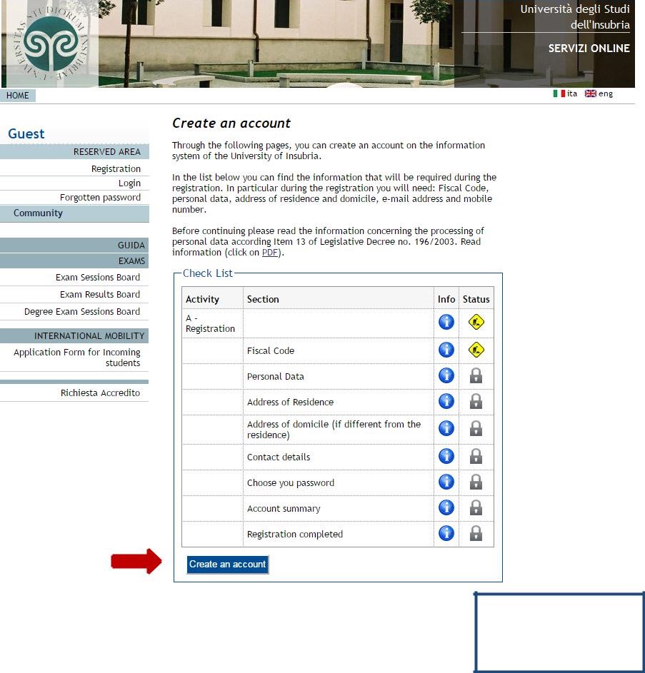 Click "Create an account".