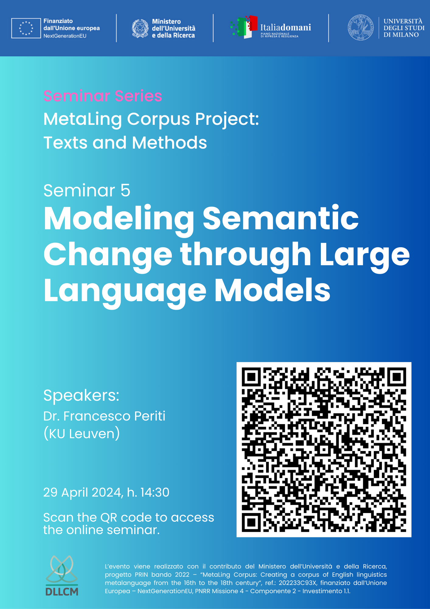 Seminar 29 april 2025 14:30 online QR provided
