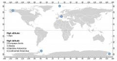 Localizzazione, attraverso pallini azzurri, delle macro aree geografiche di studio del CCRC