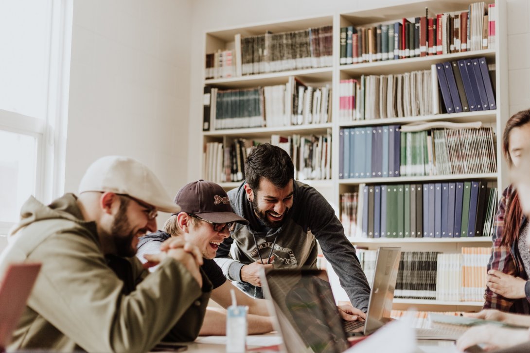 Picture of students studying together at the library