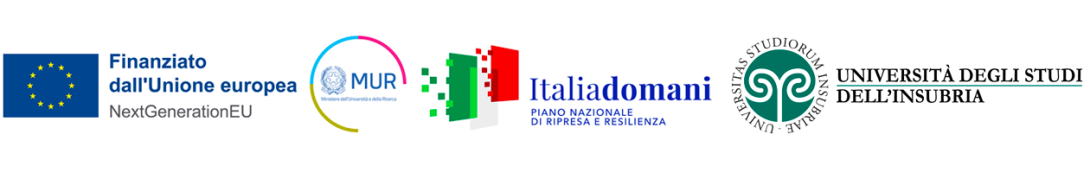 Logos for PNRR calls - EU, MUR, Italia domani, UnInsubria